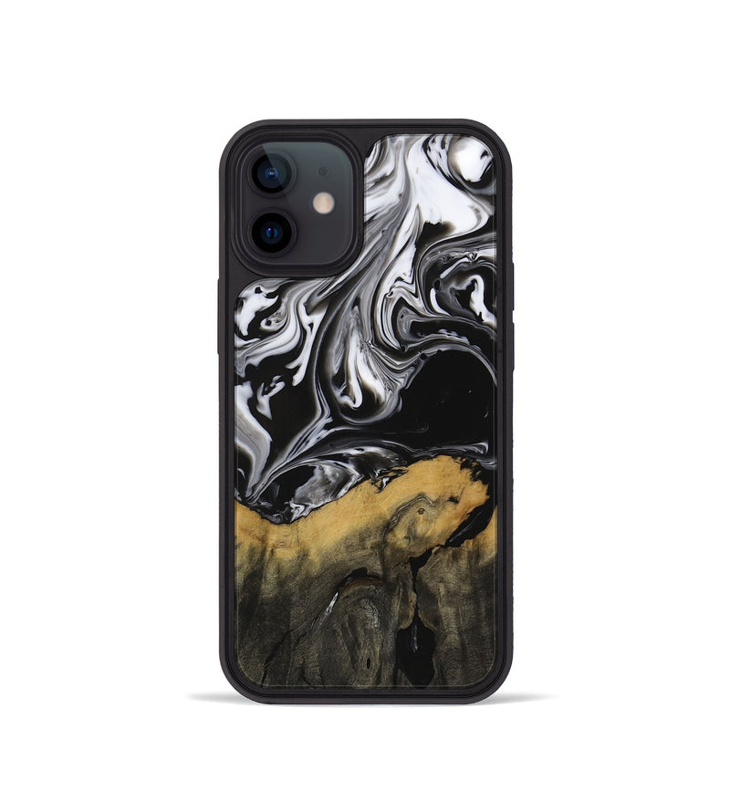 iPhone 12 mini Wood Phone Case - Deegan (Black & White, 729438)