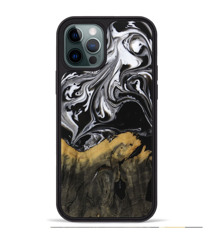 iPhone 12 Pro Max Wood Phone Case - Deegan (Black & White, 729438)