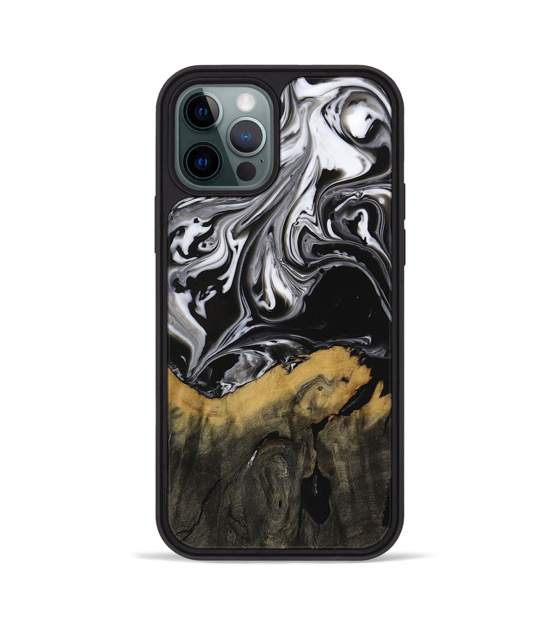 iPhone 12 Pro Wood Phone Case - Deegan (Black & White, 729438)