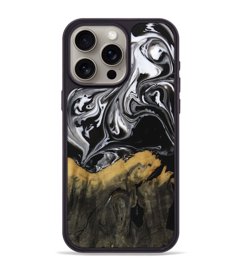 iPhone 15 Pro Max Wood Phone Case - Deegan (Black & White, 729438)