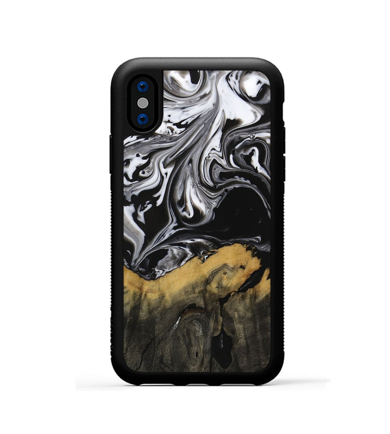 iPhone Xs Wood Phone Case - Deegan (Black & White, 729438)