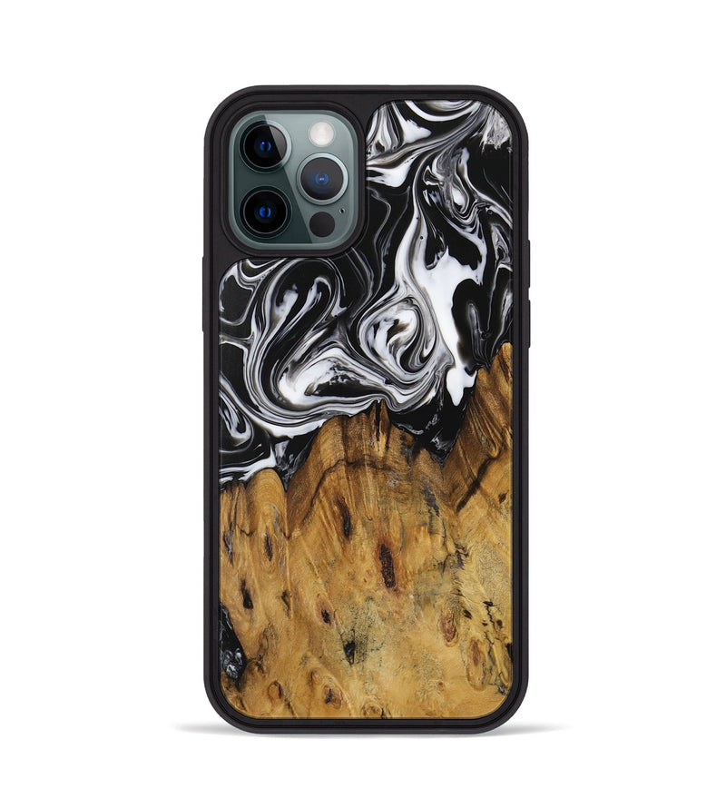 iPhone 12 Pro Wood Phone Case - Fayette (Black & White, 729440)