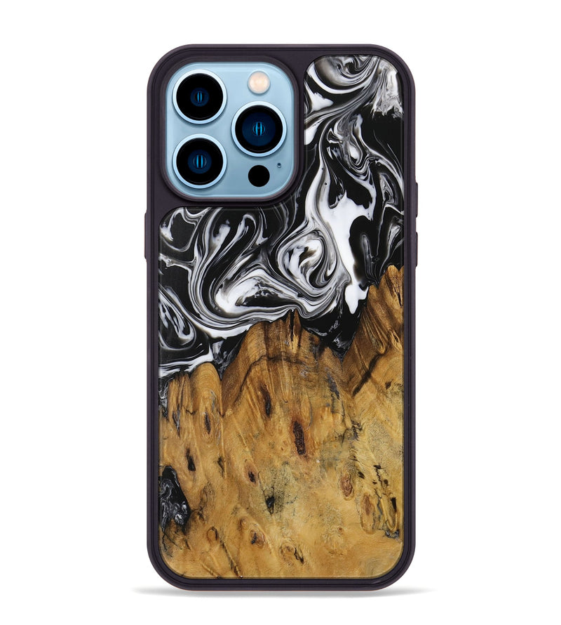 iPhone 14 Pro Max Wood Phone Case - Fayette (Black & White, 729440)