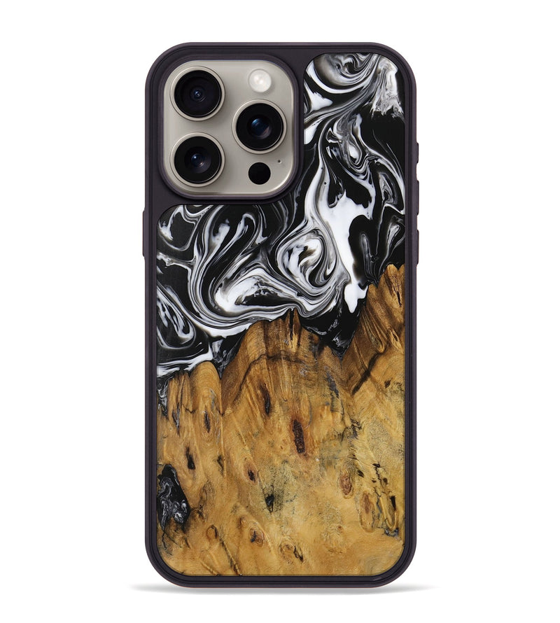 iPhone 15 Pro Max Wood Phone Case - Fayette (Black & White, 729440)