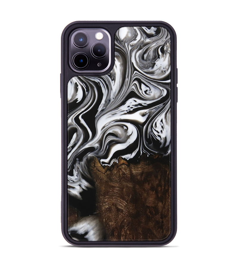 iPhone 11 Pro Max Wood Phone Case - LeRoy (Black & White, 729442)