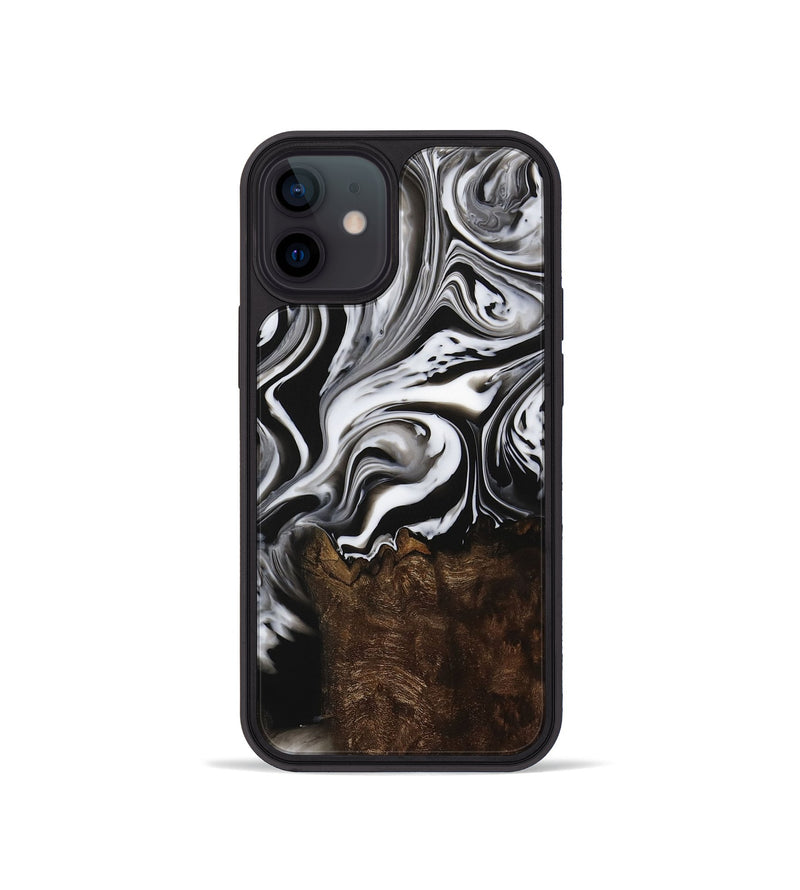 iPhone 12 mini Wood Phone Case - LeRoy (Black & White, 729442)