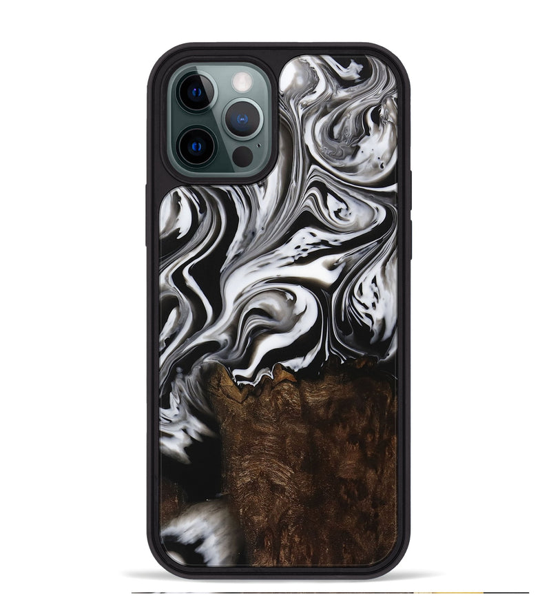 iPhone 12 Pro Max Wood Phone Case - LeRoy (Black & White, 729442)