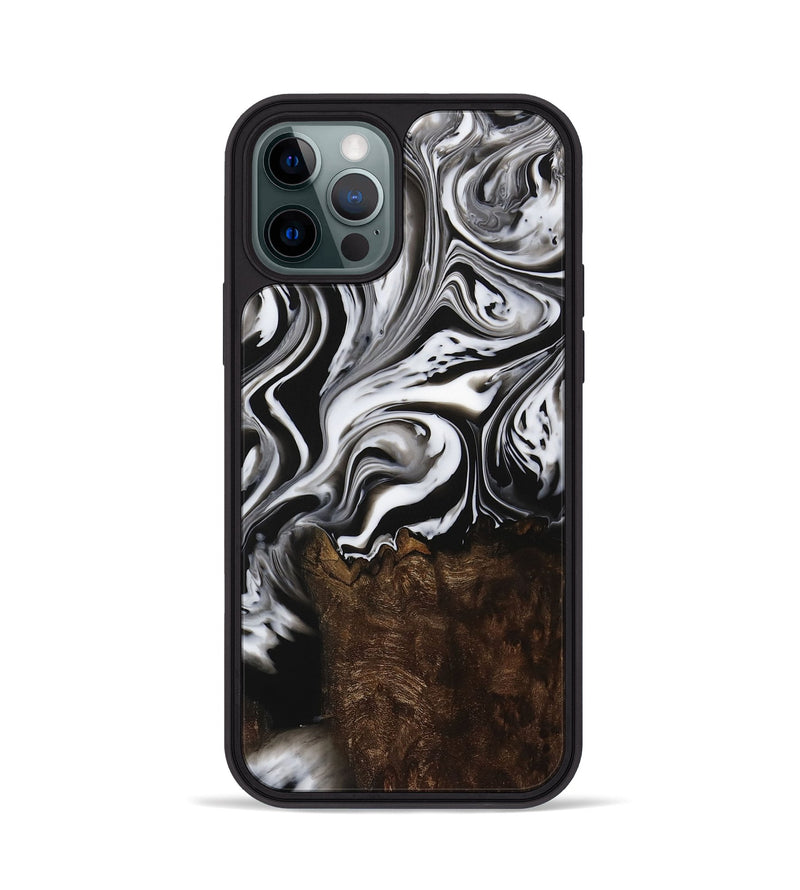 iPhone 12 Pro Wood Phone Case - LeRoy (Black & White, 729442)