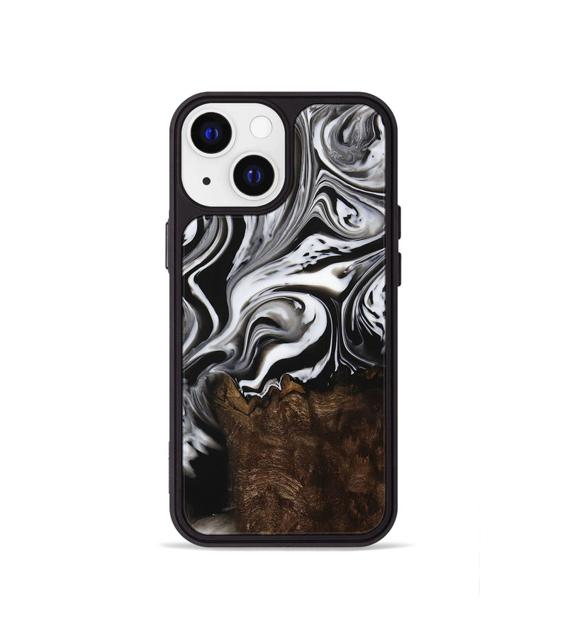 iPhone 13 mini Wood Phone Case - LeRoy (Black & White, 729442)