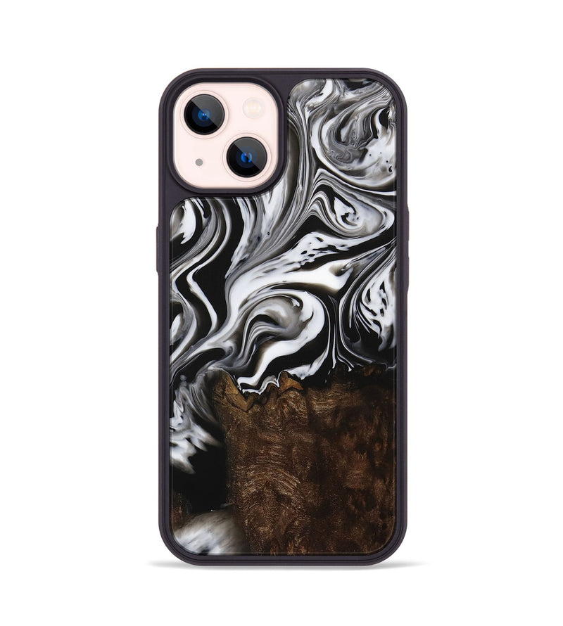 iPhone 14 Wood Phone Case - LeRoy (Black & White, 729442)