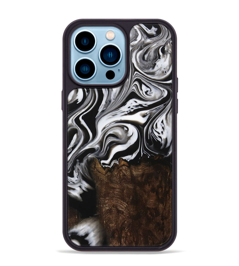 iPhone 14 Pro Max Wood Phone Case - LeRoy (Black & White, 729442)