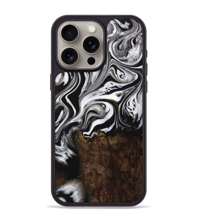 iPhone 15 Pro Max Wood Phone Case - LeRoy (Black & White, 729442)