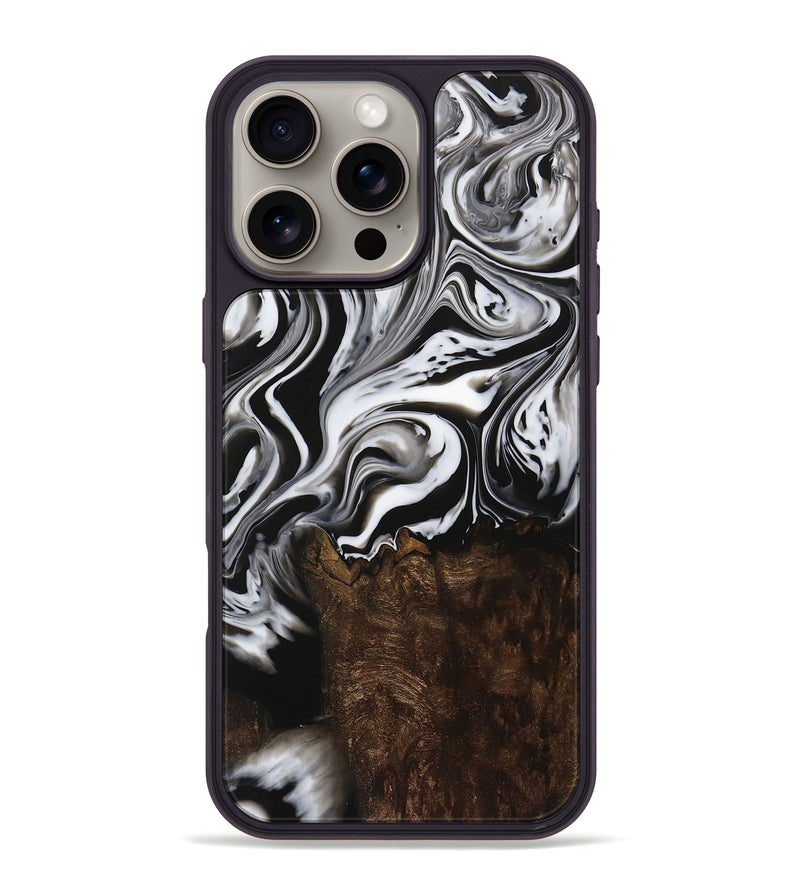 iPhone 16 Pro Max Wood Phone Case - LeRoy (Black & White, 729442)