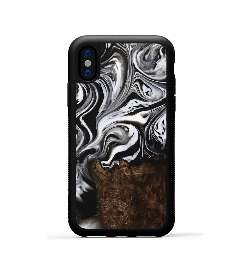 iPhone Xs Wood Phone Case - LeRoy (Black & White, 729442)