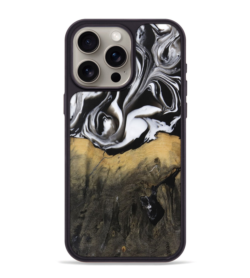 iPhone 15 Pro Max Wood Phone Case - Kirby (Black & White, 729445)