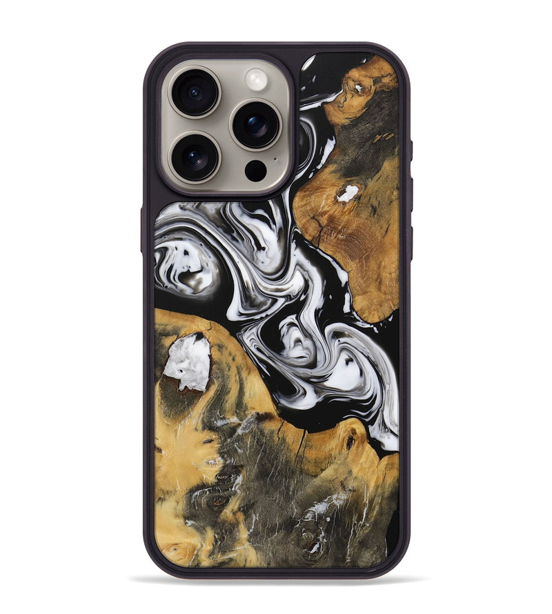 iPhone 15 Pro Max Wood Phone Case - Coleen (Black & White, 729446)