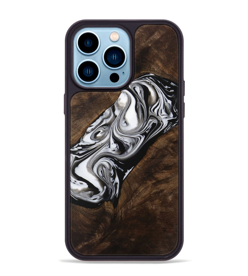 iPhone 14 Pro Max Wood Phone Case - Benton (Black & White, 729447)