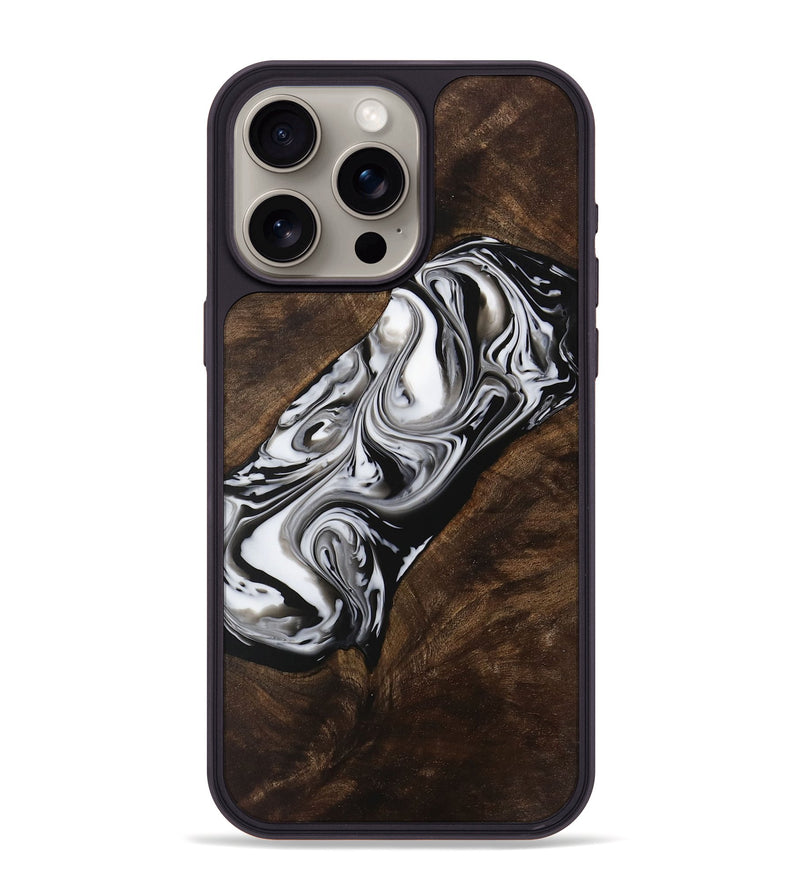 iPhone 15 Pro Max Wood Phone Case - Benton (Black & White, 729447)