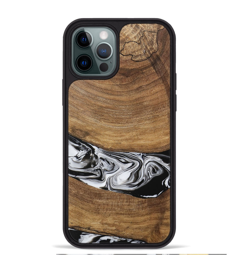 iPhone 12 Pro Max Wood Phone Case - Ertan (Black & White, 729451)