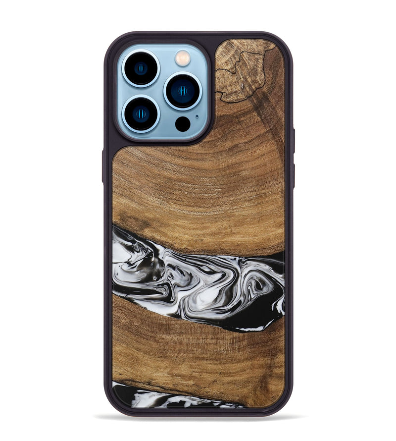 iPhone 14 Pro Max Wood Phone Case - Ertan (Black & White, 729451)