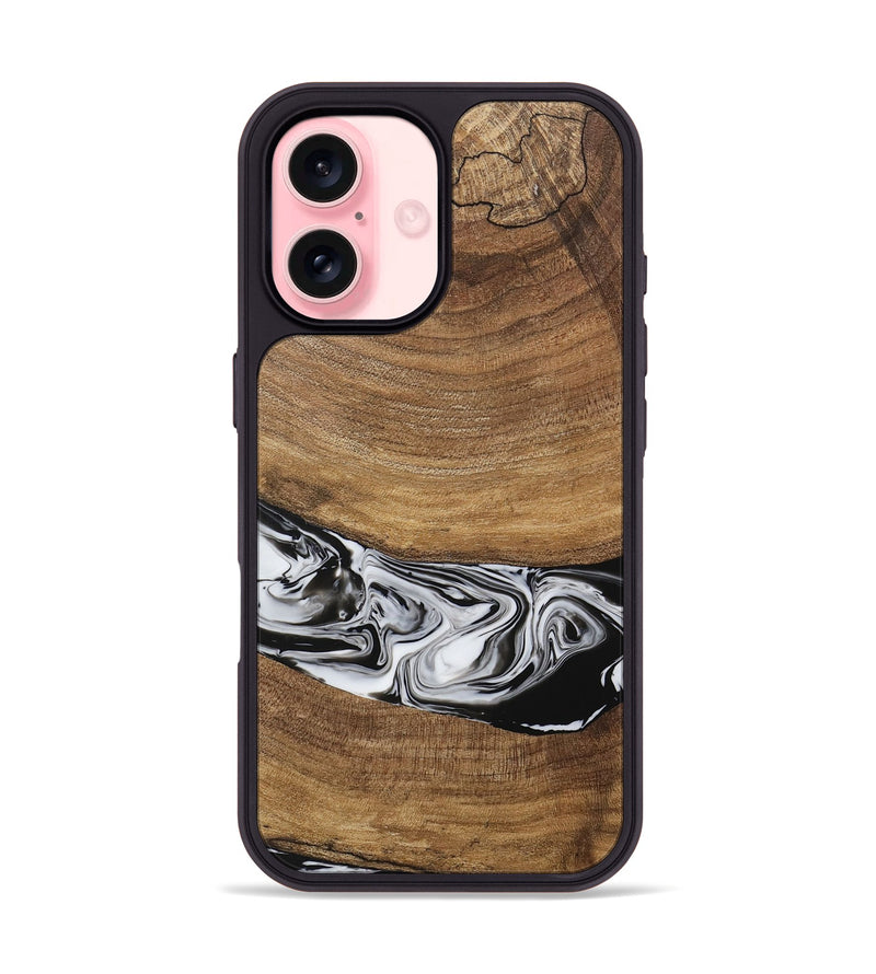 iPhone 16 Wood Phone Case - Ertan (Black & White, 729451)