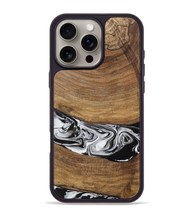 iPhone 16 Pro Max Wood Phone Case - Ertan (Black & White, 729451)