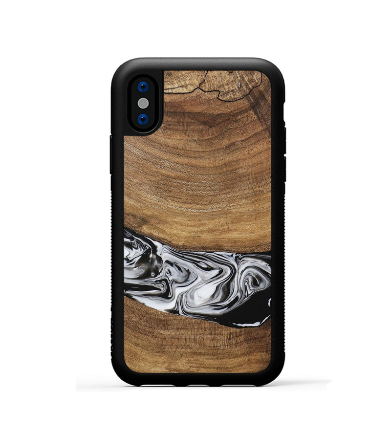 iPhone Xs Wood Phone Case - Ertan (Black & White, 729451)