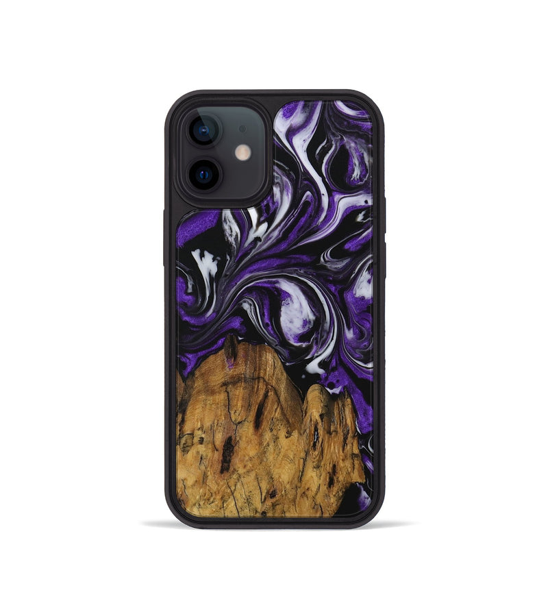 iPhone 12 mini Wood Phone Case - Four (Purple, 729464)