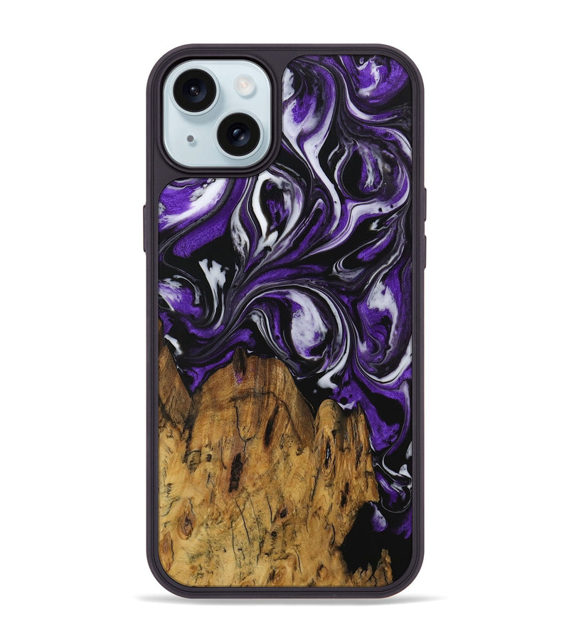 iPhone 15 Plus Wood Phone Case - Four (Purple, 729464)