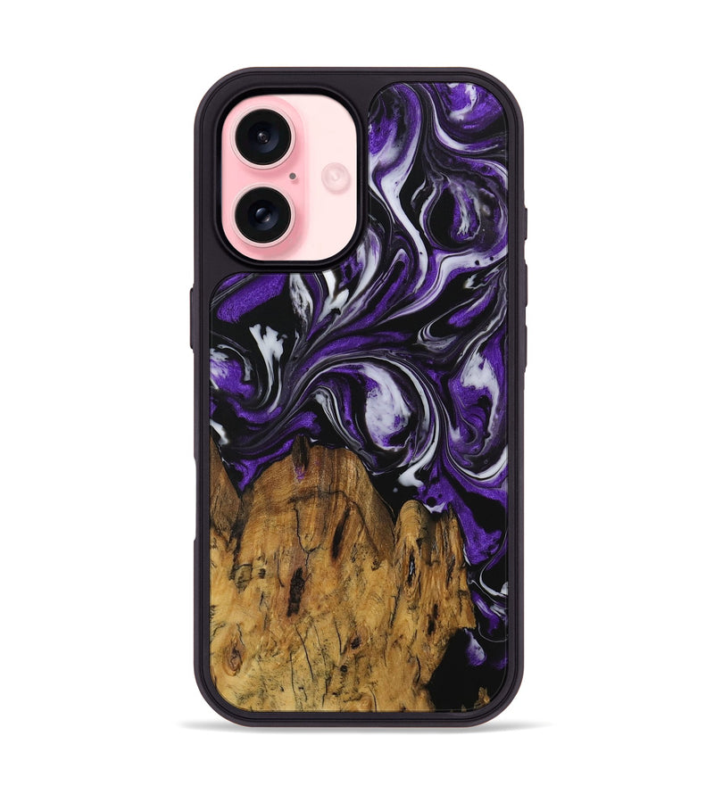 iPhone 16 Wood Phone Case - Four (Purple, 729464)