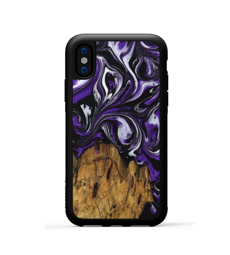 iPhone Xs Wood Phone Case - Four (Purple, 729464)