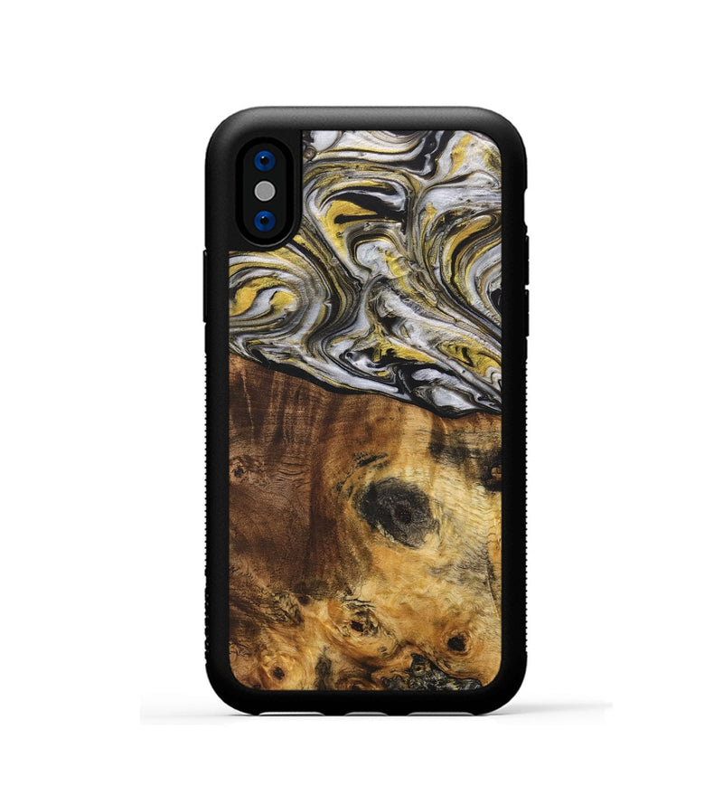 iPhone Xs Wood Phone Case - Nari (Black & White, 729481)