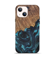 iPhone 13 Wood Live Edge Phone Case - Casie (Blue, 729501)