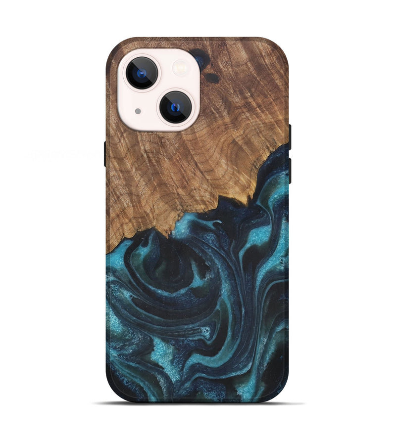 iPhone 13 Wood Live Edge Phone Case - Casie (Blue, 729501)