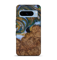 Pixel 8 Pro Wood Live Edge Phone Case - Bunny (Teal & Gold, 729505)