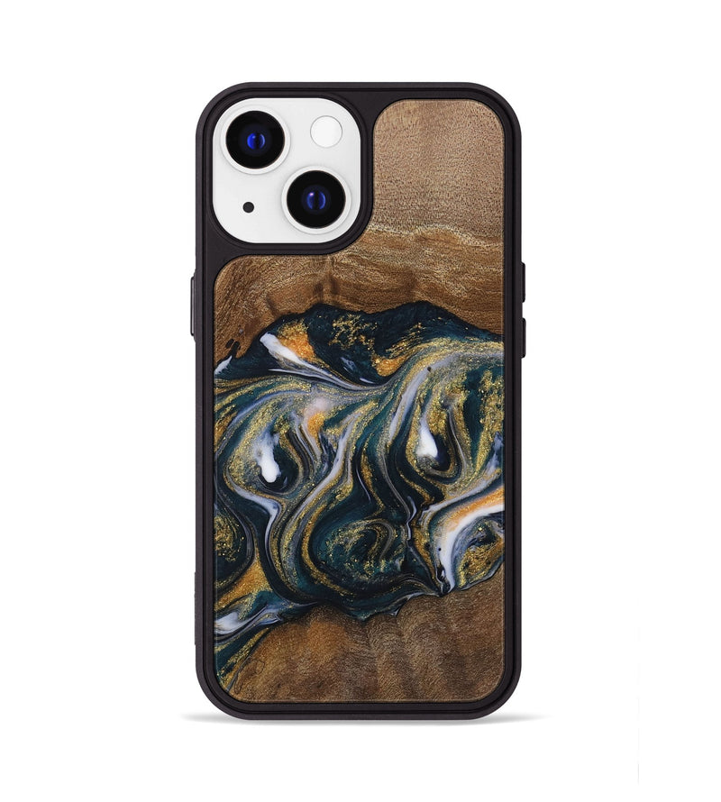 iPhone 13 Wood Phone Case - Glenn (Teal & Gold, 729546)