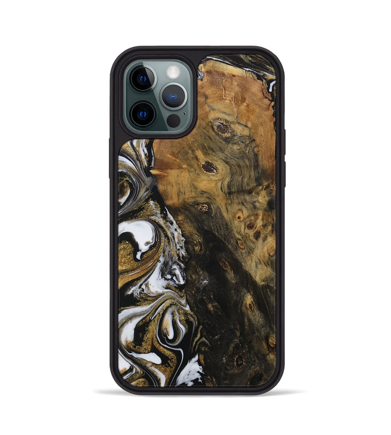 iPhone 12 Pro Wood Phone Case - Carolan (Black & White, 729560)