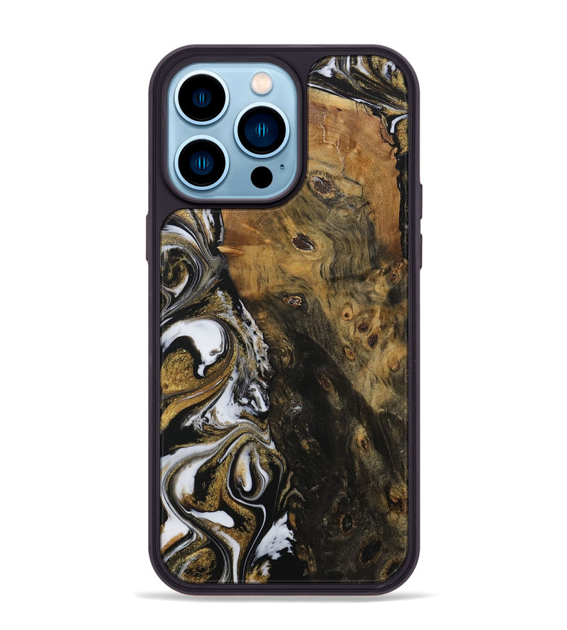 iPhone 14 Pro Max Wood Phone Case - Carolan (Black & White, 729560)