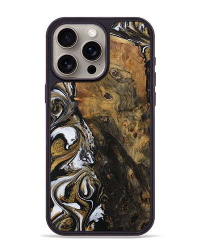 iPhone 15 Pro Max Wood Phone Case - Carolan (Black & White, 729560)