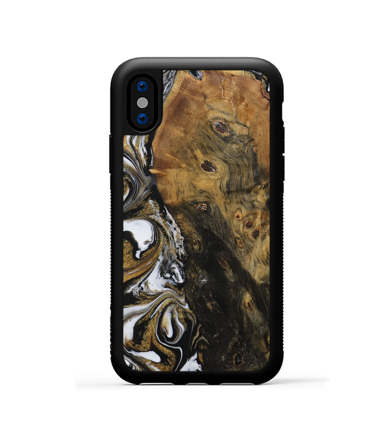 iPhone Xs Wood Phone Case - Carolan (Black & White, 729560)