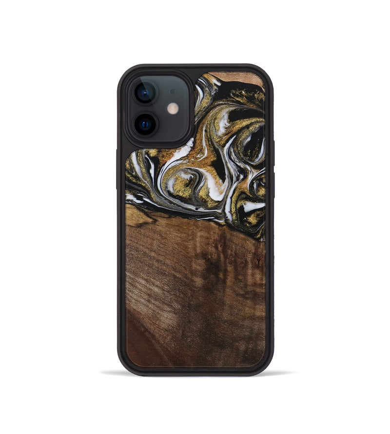 iPhone 12 mini Wood Phone Case - Carmela (Black & White, 729561)