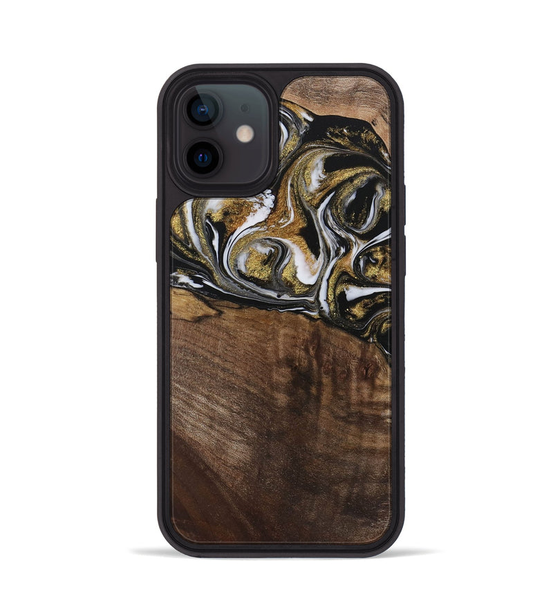 iPhone 12 Wood Phone Case - Carmela (Black & White, 729561)