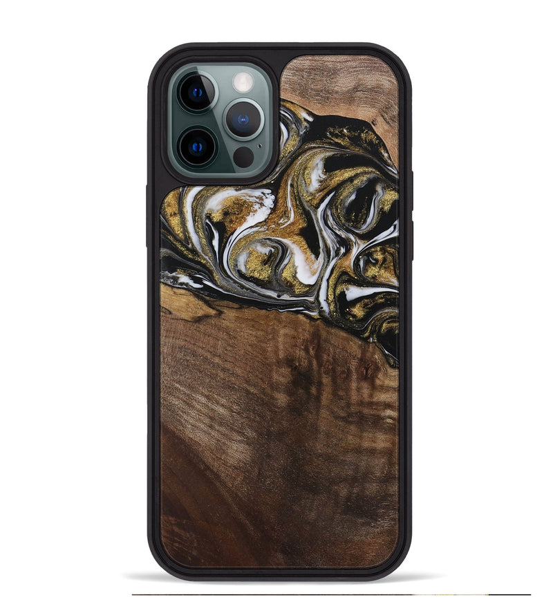 iPhone 12 Pro Max Wood Phone Case - Carmela (Black & White, 729561)