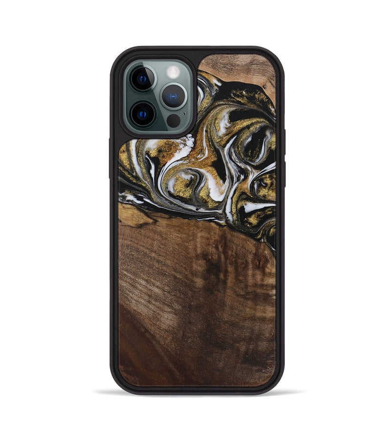 iPhone 12 Pro Wood Phone Case - Carmela (Black & White, 729561)