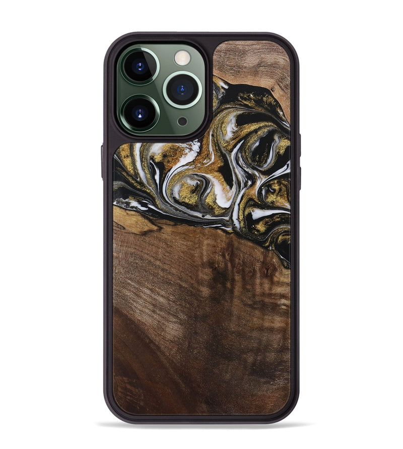 iPhone 13 Pro Max Wood Phone Case - Carmela (Black & White, 729561)