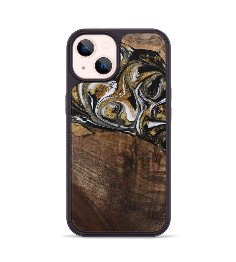 iPhone 14 Wood Phone Case - Carmela (Black & White, 729561)