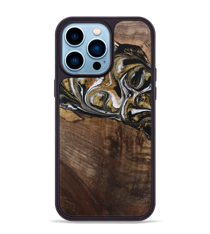 iPhone 14 Pro Max Wood Phone Case - Carmela (Black & White, 729561)