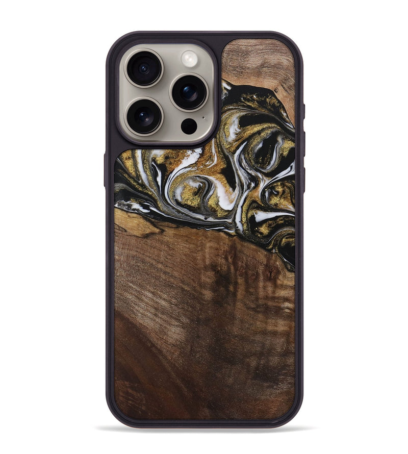 iPhone 15 Pro Max Wood Phone Case - Carmela (Black & White, 729561)