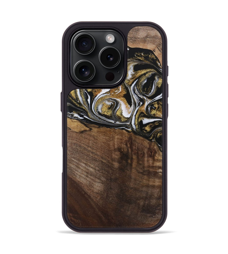 iPhone 16 Pro Wood Phone Case - Carmela (Black & White, 729561)