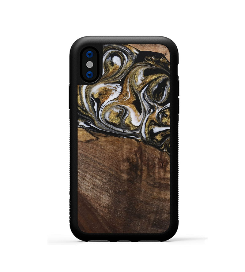 iPhone Xs Wood Phone Case - Carmela (Black & White, 729561)